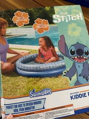 NEW Disney Stitch Kiddie Pool: Inflatable, Toddler, PVC, Age 3+